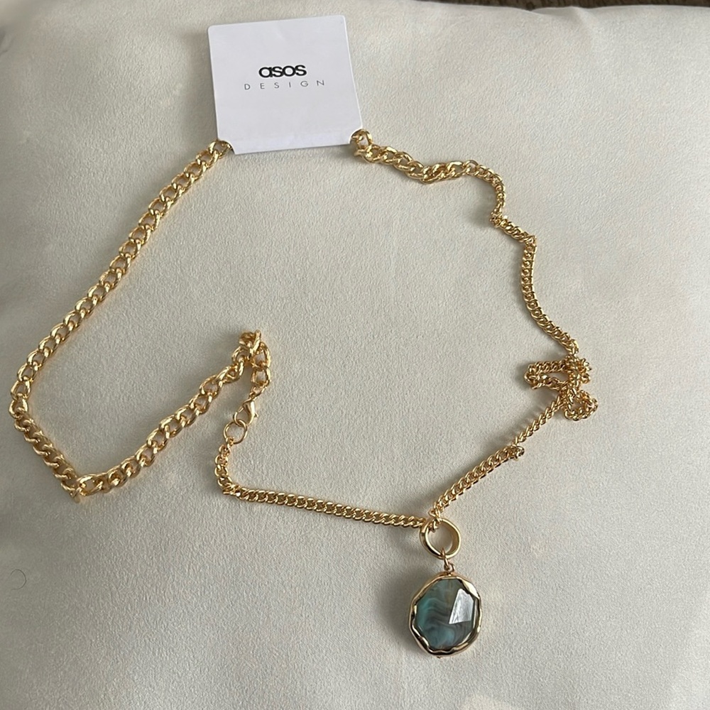 Reclaimed Vintage Inspired necklace with Amazonite🧚🏻‍♀️